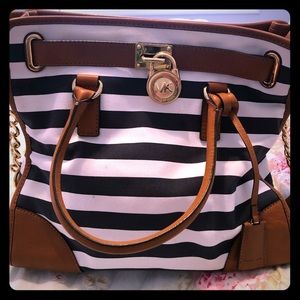 Michael Kors Large Nautical Stripe Hamilton Bag